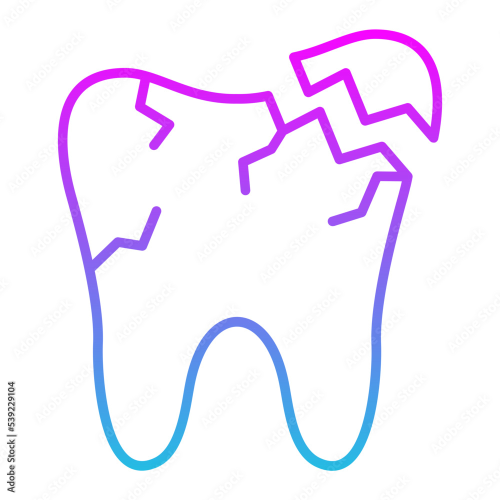 Broken Tooth Line Gradient Icon Broken Tooth Line Gradient Icon