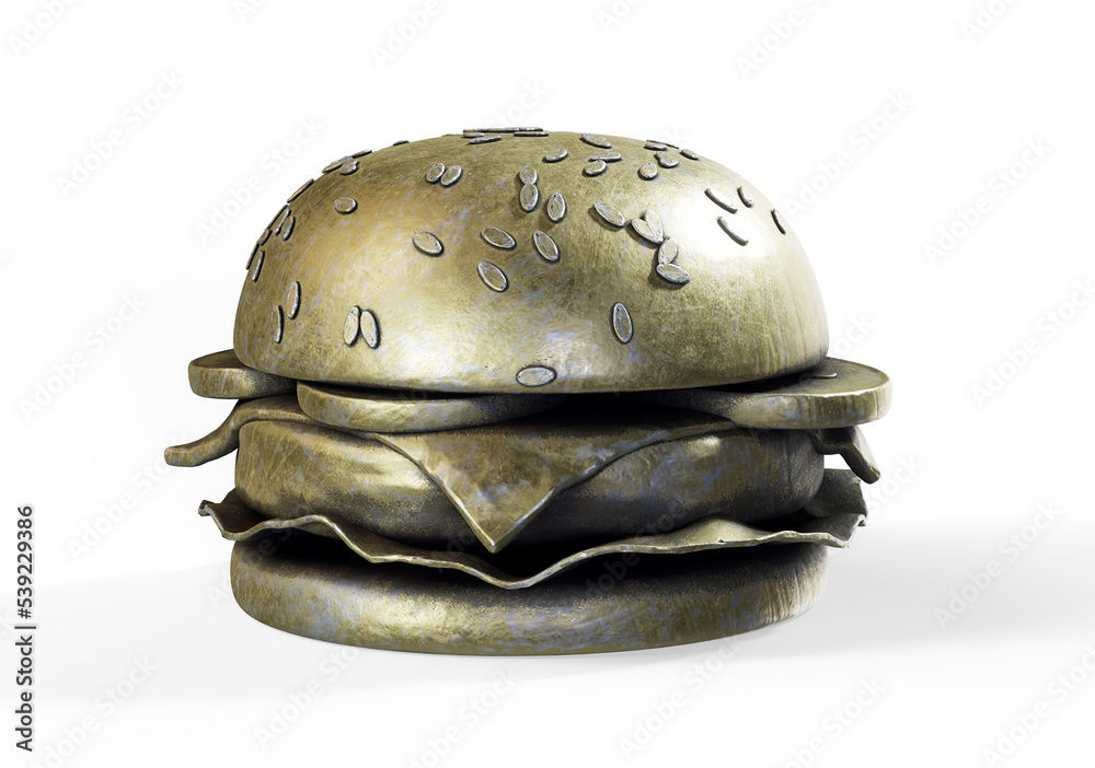 Fototapeta premium Burger with Crown isolated. 3d rendering