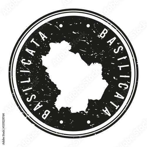 Basilicata, Italy Silhouette Postal Passport. Stamp Round Vector Icon Map. Design Travel Postmark. 