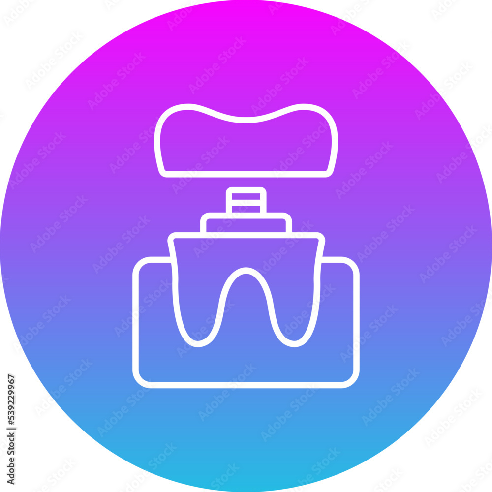 Dental Crown Gradient Circle Line Inverted Icon