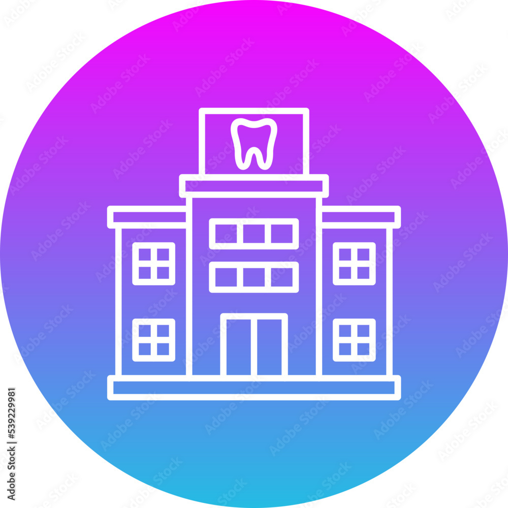 Dental Clinic Gradient Circle Line Inverted Icon