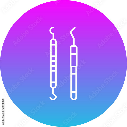Dental Probe Gradient Circle Line Inverted Icon