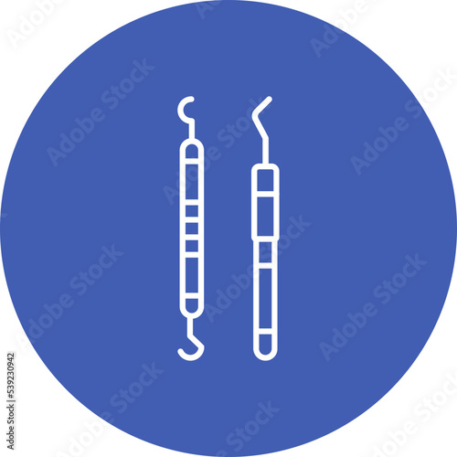 Dental Probe Multicolor Circle Line Inverted Icon