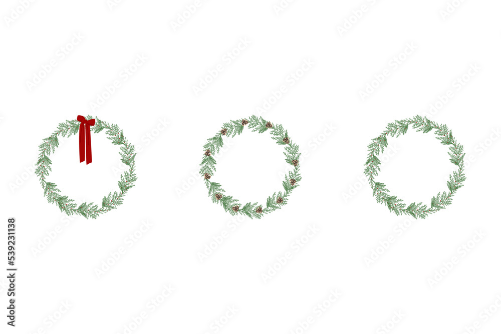 Realistic illustration with flat pine wreath for celebration design. Christmas holiday decoration. Festive isolated vector backdrop. Winter holidays background.Realistic illustration with flat pine wr Realistic illustration with flat pine wreath for celebration design. Christmas holiday decoration. Festive isolated vector backdrop. Winter holidays background.Realistic illustration with flat pine wr