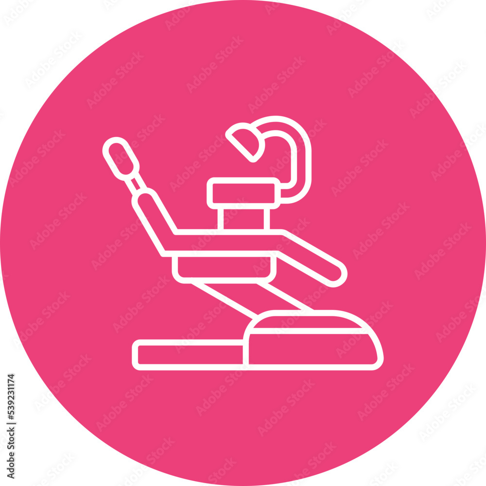 Dentist Chair Multicolor Circle Line Inverted Icon Dentist Chair Multicolor Circle Line Inverted Icon