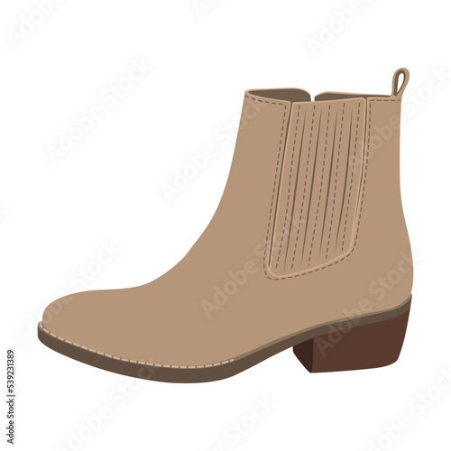 Female footwear flat picture for web design. Cartoon stylish seasonal autumn boots isolated vector