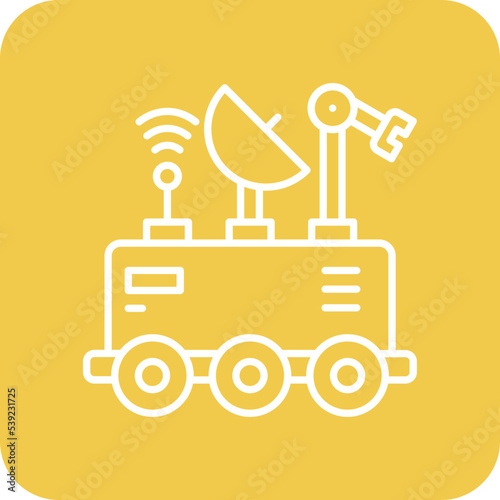 Mars Rover Multicolor Round Corner Line Inverted Icon