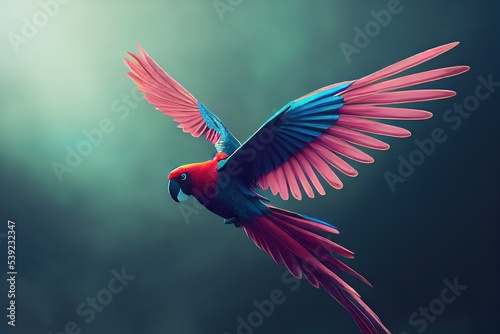 fantasy magical fairy tale landscape with mystical bird, fairy tale, mysterious abstract background, mystical bird, 3D rendering, raster illustration. © Яна Деменишина