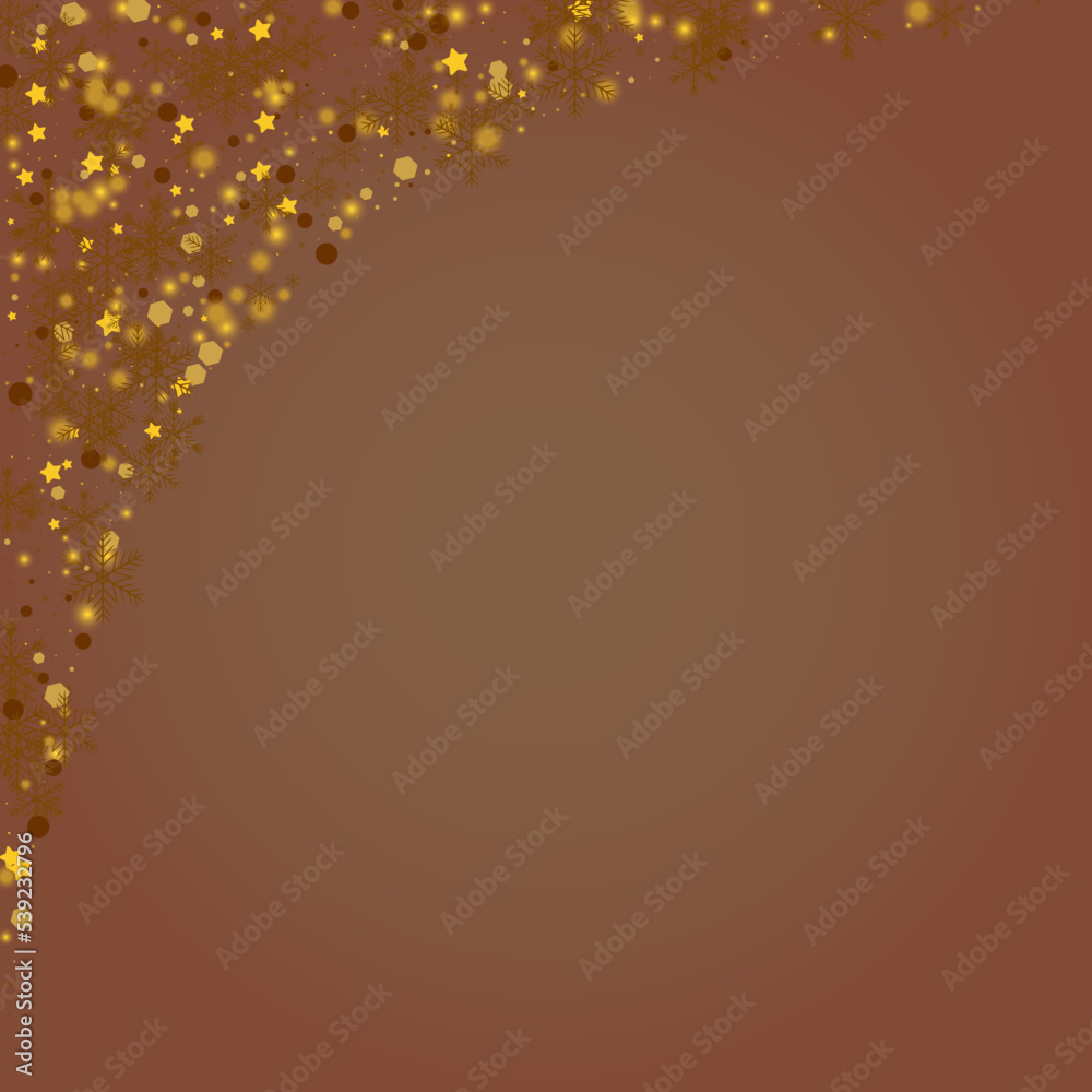 Golden Snowflake Vector Brown Background. Gold Golden Snowflake Vector Brown Background. Gold
