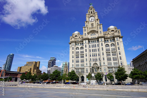 Liverpool cityscape with Royal Liver Building, England, UK photo