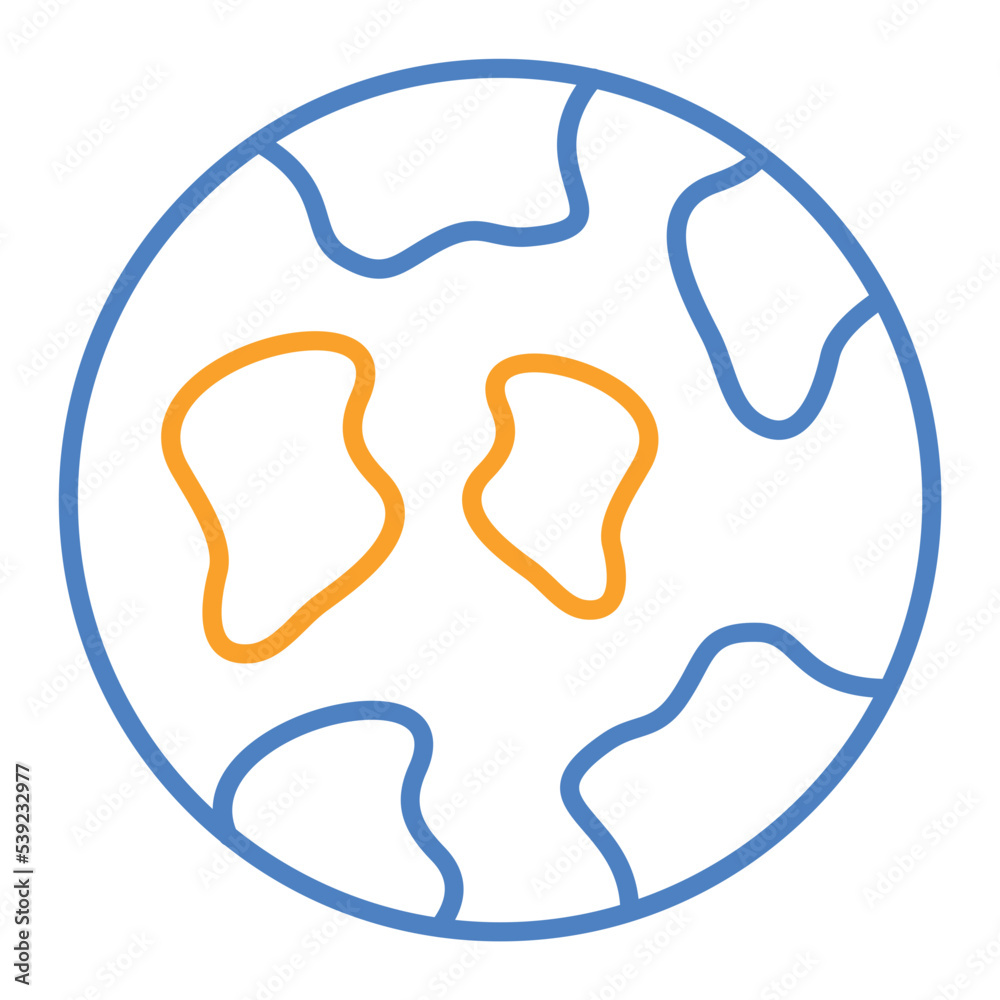 Earth Blue And Orange Line Icon Earth Blue And Orange Line Icon