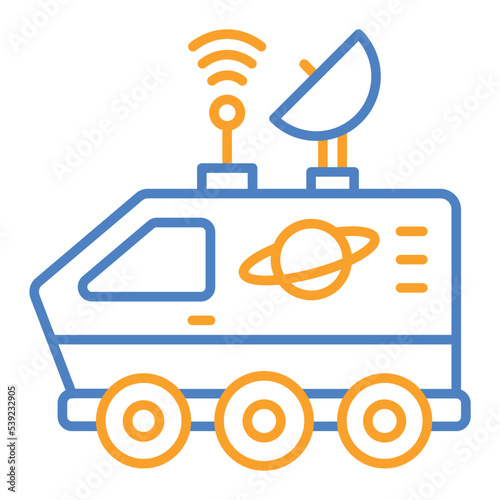 Space Rover Blue And Orange Line Icon