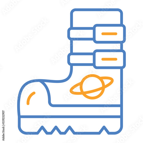 Space Boots Blue And Orange Line Icon