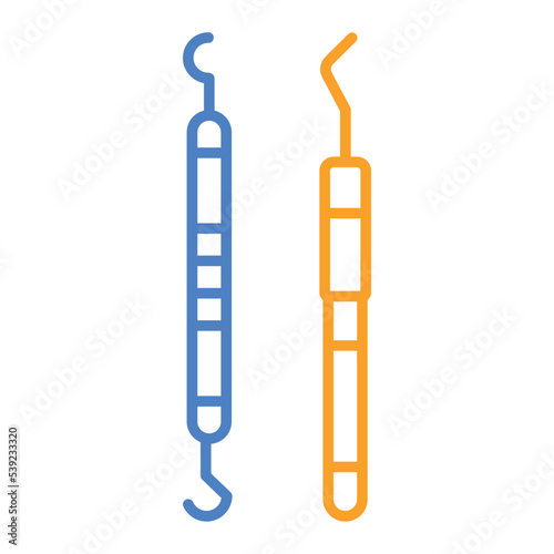 Dental Probe Blue And Orange Line Icon
