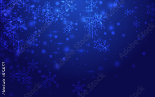 White Dots Vector Blue Background. Glow Glow Snow