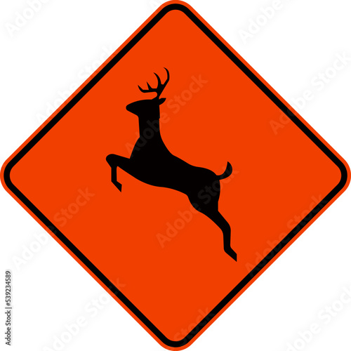 Deer Crossing Sign On White Background