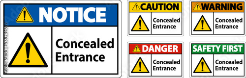 Label Concealed Entrance Sign On White Background