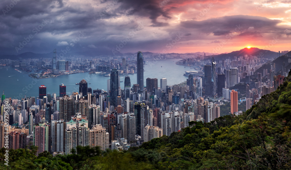 China - Hong Kong panorama at night