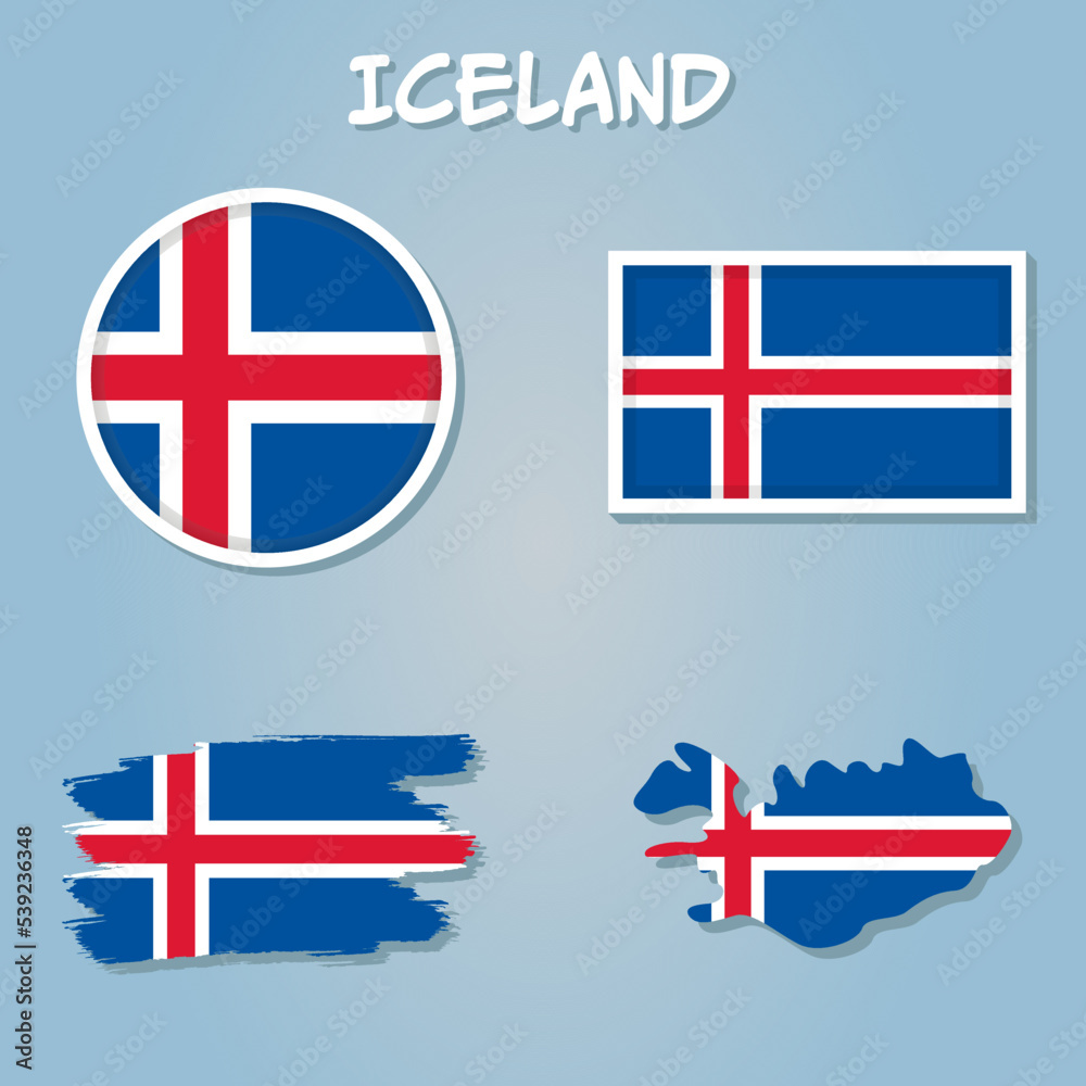Obraz premium Iceland Flag National Europe Emblem Symbol Icon Vector Illustration Abstract Design Element.