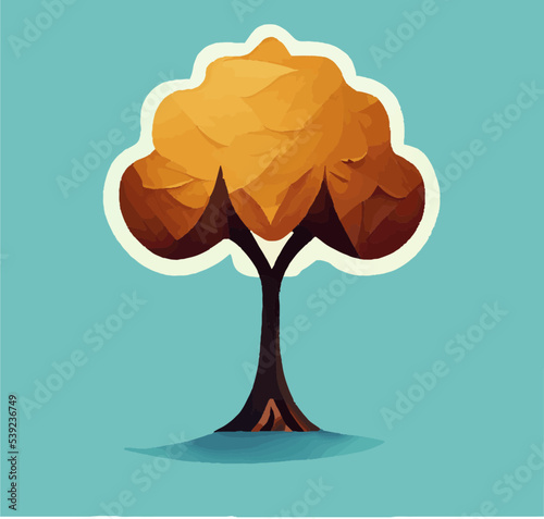 bohdi and samanea saman tree with leaves green yellow orange water colouring vector 