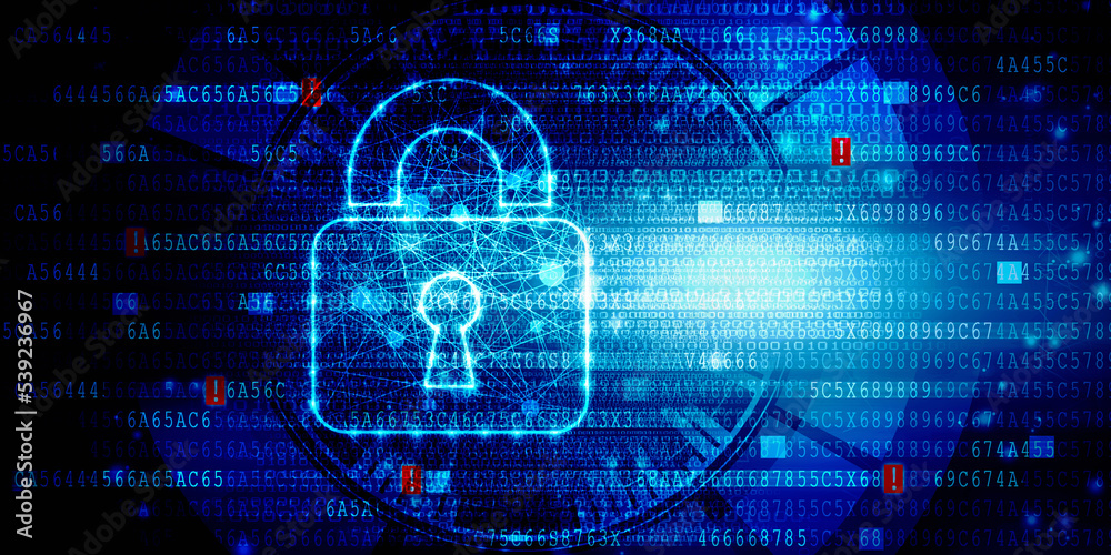 Fototapeta premium 2d illustration Safety concept: Closed Padlock on digital background