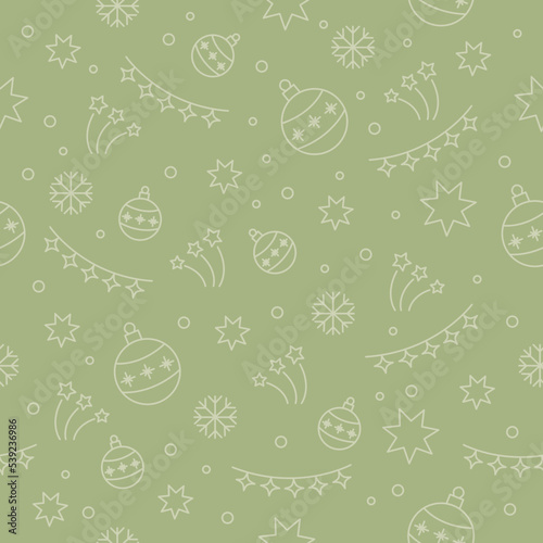 olive color seamless pattern with christmas elements