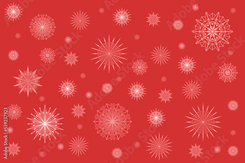 White snowflakes on a red background. Christmas background