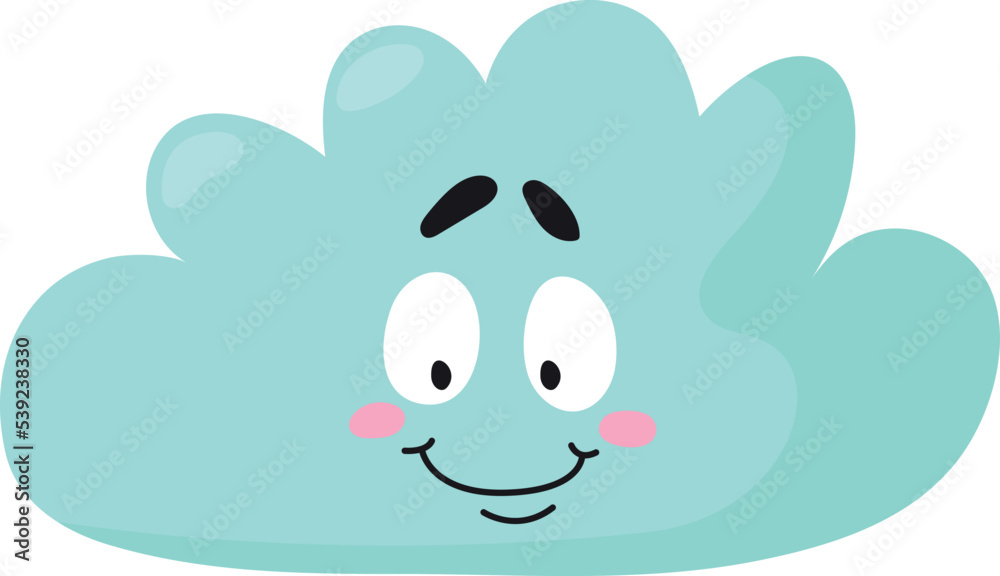 Cloud with happy face expression. Smile comic emoji Cloud with happy face expression. Smile comic emoji