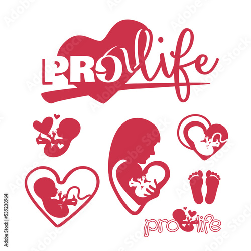 Pro life, embryo, heart , logo, icon, child.