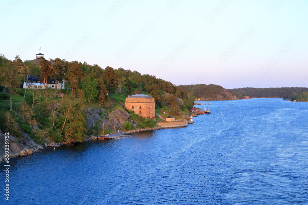 Stockholm Archipelago on the Baltic Sea in the evening