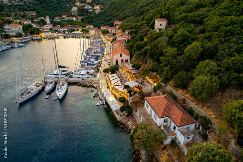 View  of  the picturesque port of Kioni village in Ithaca island, Ionian, Greece.