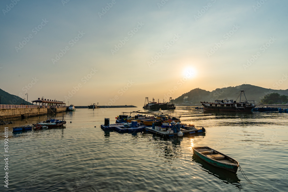 Boats under sunset in Tai O