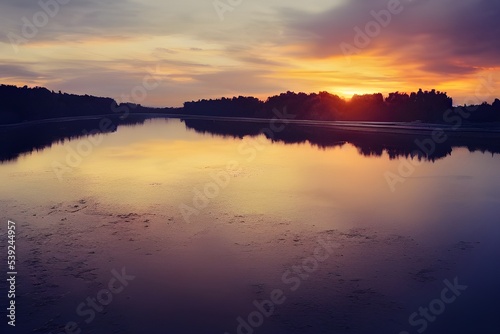 A beautiful and tranquil sunset over a river. © DW