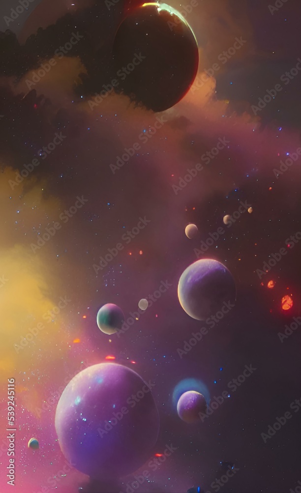 A drawing of outer space. Beautiful background. Space. Galaxy.