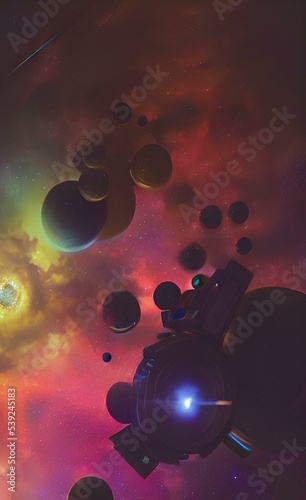 A drawing of outer space. Beautiful background. Space. Galaxy. © Nereida