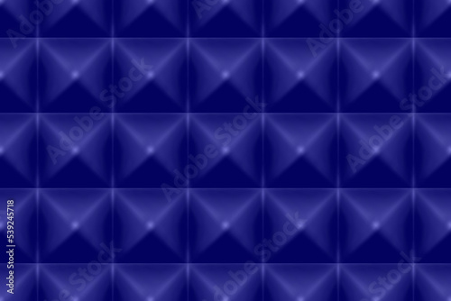 Blue acoustic sound proof pyramid foam seamless pattern. Texture of wall of music recording studio. Polyurethane insulation material. Abstract background. Vector illustration