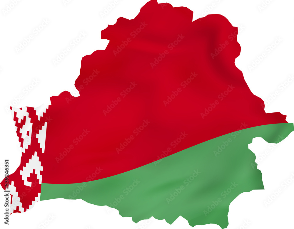 Fototapeta premium Belarus map with waving flag.