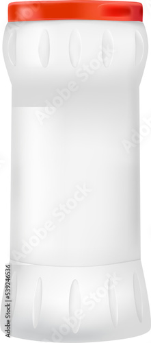 Blank plastic detergent container. Cleaning powder bottle