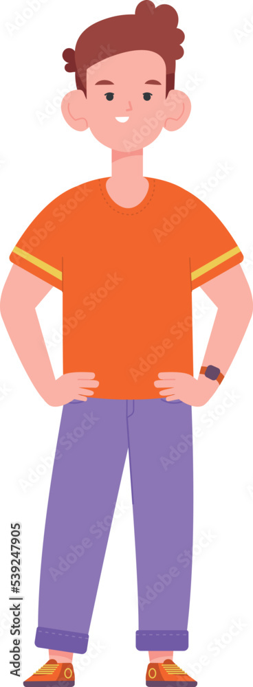 Obraz premium Cratoon kid character. Smiling boy front view