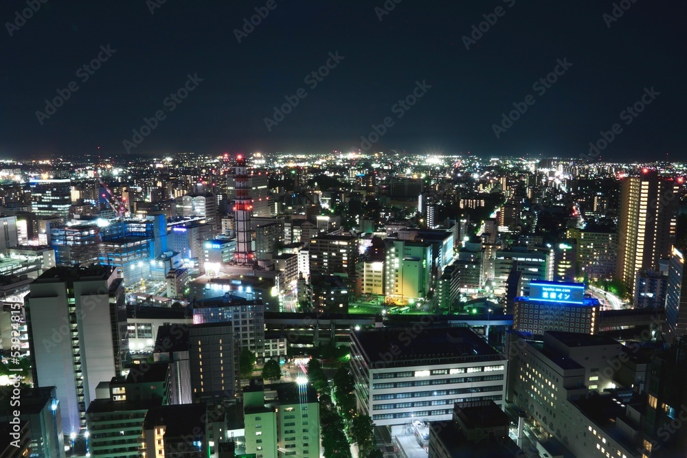 The night view of Sendai seen from the SS30 observation floor.