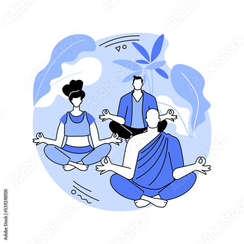 Vipassana meditation isolated cartoon vector illustrations.