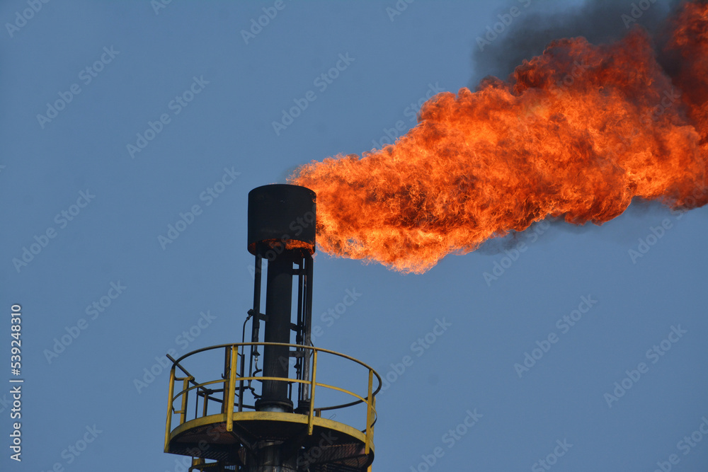 Flare torch on production platform