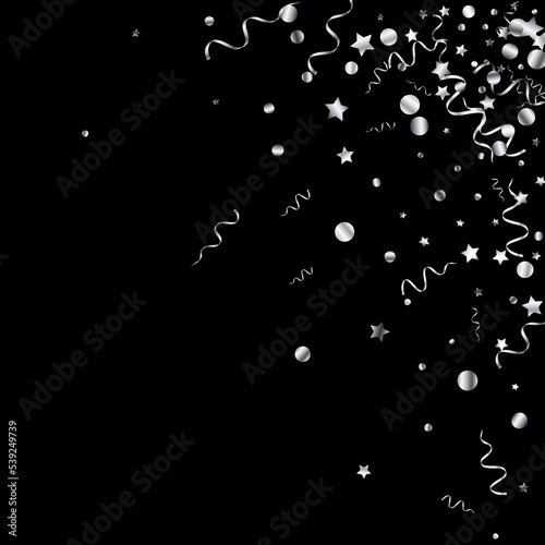 Silver Star Isolated Vector Black Background.