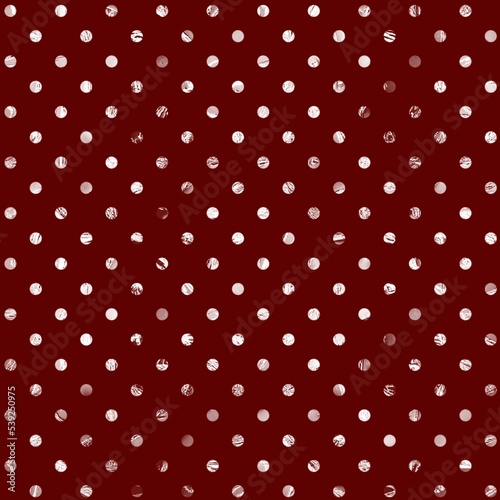 White dots on red background. Textile in peas. Seamless pattern. Polka dots backdrop.