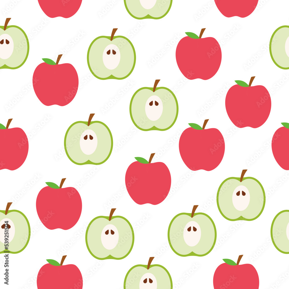 Cute apple seamless pattern in flat style. Cartoon apple seamless pattern Cute apple seamless pattern in flat style. Cartoon apple seamless pattern