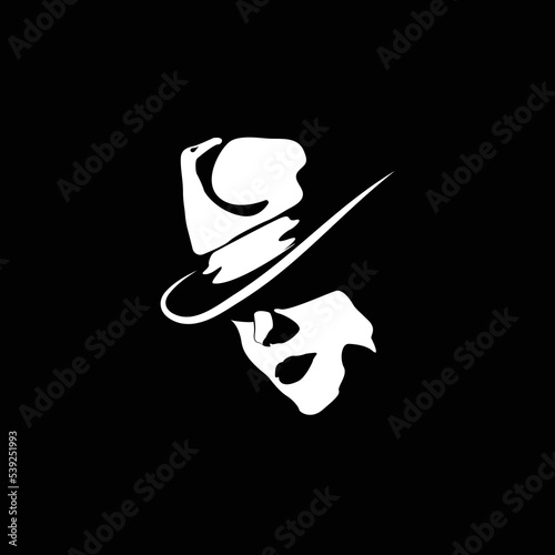 Silhouette of a man in a hat logo. Vector