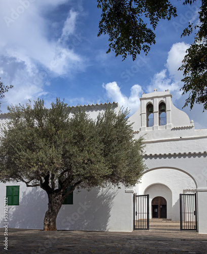 church, historc white church, sant antoni, ibiza, mediterranean, ballears, ibiza, spain, arch,  photo