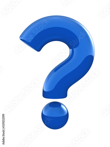 Blue question mark 3d icon isolated	
