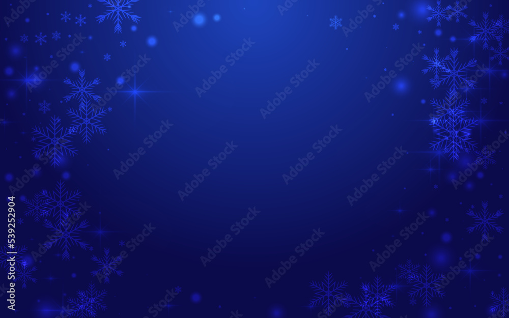 Silver Snowstorm Vector Blue Background. White Silver Snowstorm Vector Blue Background. White