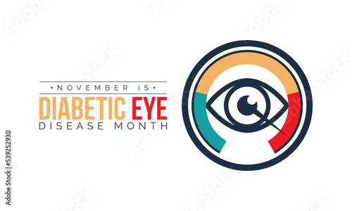 Vector illustration design concept of Diabetic Eye Disease Month observed on every November